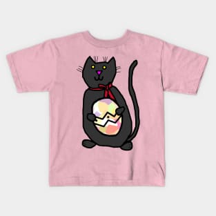 Cat Holding Easter Egg Kids T-Shirt